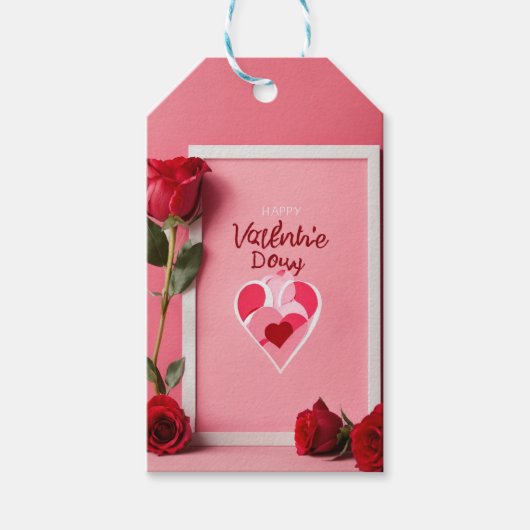Valentijnsdag mockup papier afdrukken met lege kop cadeaulabel (Voorkant)