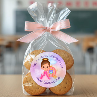 Valentijnsdag Modern Cadeau met Schattig Prinsesje Ronde Sticker
