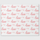 Valentijnsdag Modern Love Hart Script Patroon Cadeaupapier (Vlak)