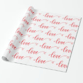 Valentijnsdag Modern Love Hart Script Patroon Cadeaupapier (Uitgerold)