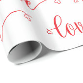 Valentijnsdag Modern Love Hart Script Patroon Cadeaupapier (Rol Hoek)