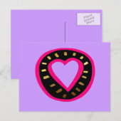 Valentijnsdag Modern Pink Heart Paarse Briefkaart2 Feestdagenkaart (Voorkant / Achterkant)