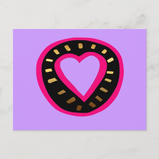 Valentijnsdag Modern Pink Heart Paarse Briefkaart2 Feestdagenkaart (Voorkant)