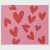 Valentijnsdag Modern Rode & Roze Harten Script Cadeaupapier (Vlak)