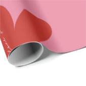 Valentijnsdag Modern Rode & Roze Harten Script Cadeaupapier (Rol Hoek)