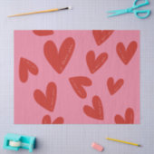 Valentijnsdag Modern Rode & Roze Harten Script Tissuepapier (Craft)
