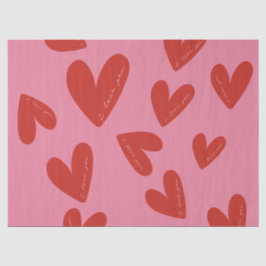 Valentijnsdag Modern Rode & Roze Harten Script Tissuepapier