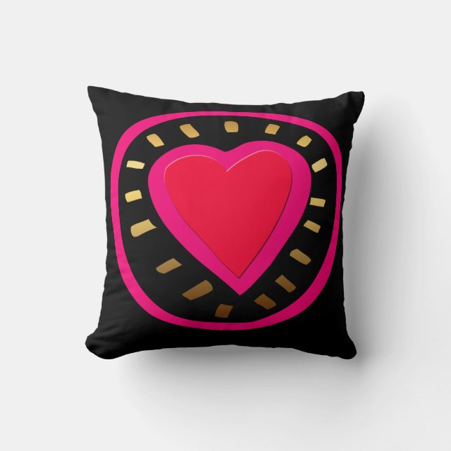 Valentijnsdag Modern Roze Hart 1 Pillow Kussen (Voorkant)