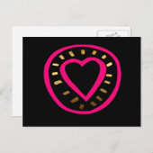 Valentijnsdag Modern Roze Hart Zwart 2 Briefkaart (Voorkant / Achterkant)