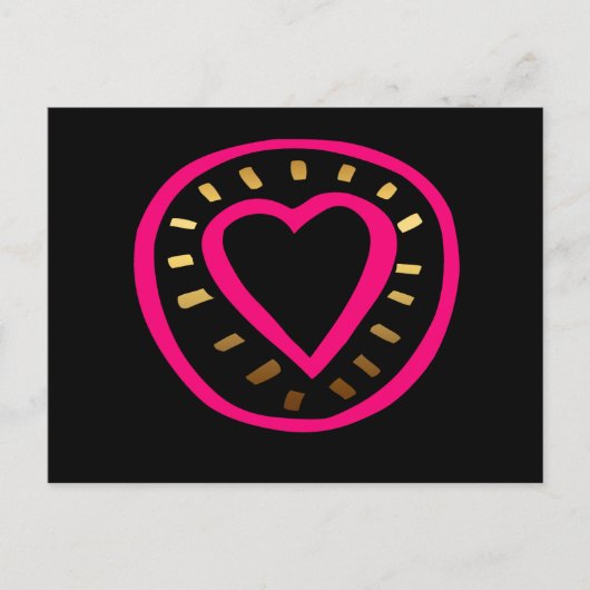 Valentijnsdag Modern Roze Hart Zwart 2 Briefkaart (Voorkant)