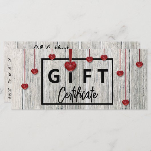 Valentijnsdag Modern Rustic Wood Hearts Cadeaukaar (Voorkant / Achterkant)