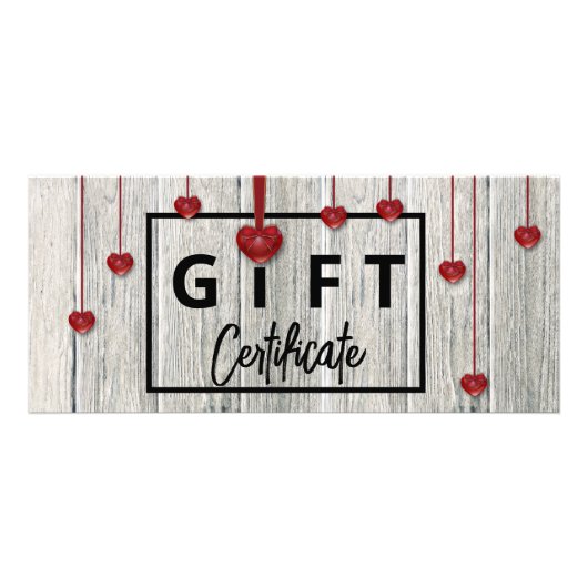 Valentijnsdag Modern Rustic Wood Hearts Cadeaukaar Reclamekaart (Voorkant)