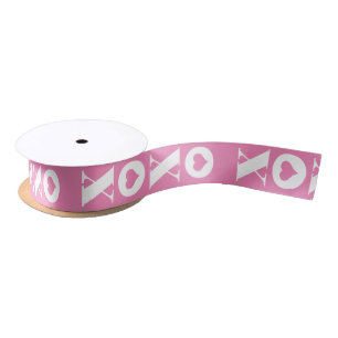 Valentijnsdag Modern XOXO Roze en Wit Satijnen Lint