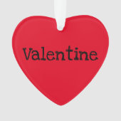 Valentijnsdag Moderne Rode Gepersonaliseerde Boods Ornament (voorkant)