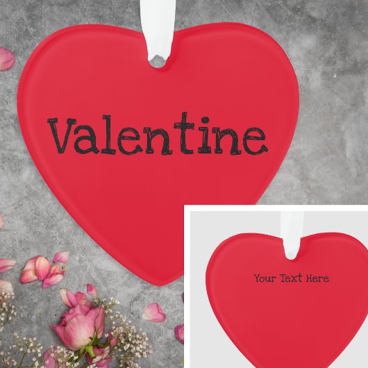 Valentijnsdag Moderne Rode Gepersonaliseerde Boods Ornament