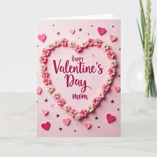 Valentijnsdag Moeder Bloemhart Kaart (Voorkant)