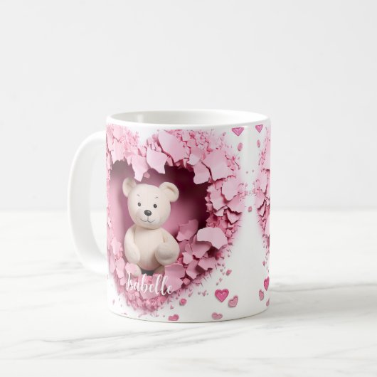 Valentijnsdag Mok 3D- Teddybeer (Voorkant links)