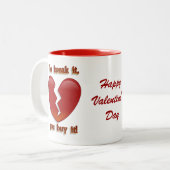Valentijnsdag mok: "Je breekt het, je koopt het" Tweekleurige Koffiemok (Voorkant links)
