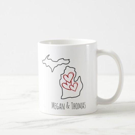 Valentijnsdag Mok met Naam Michigan Koppel (Rechts)