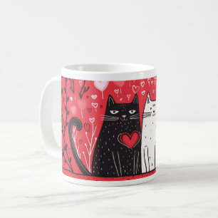 Valentijnsdag Mok - Zwart-wit Katten