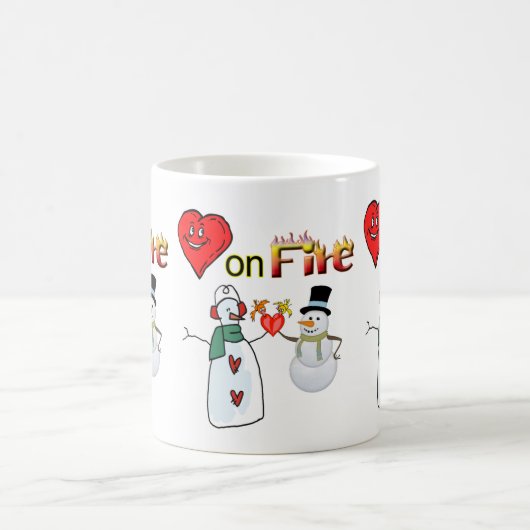 Valentijnsdag Mokken Hart Vuur Sneeuwman (Center)