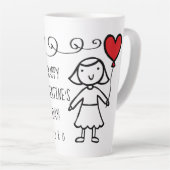 Valentijnsdag Mom Rode Hart Cartoon XOXO Latte Mok (Rechterhoek)