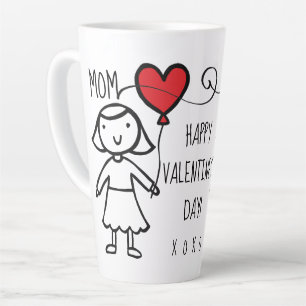 Valentijnsdag Mom Rode Hart Cartoon XOXO Latte Mok