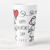 Valentijnsdag Mom Rode Hart Cartoon XOXO Latte Mok (Voorkant)