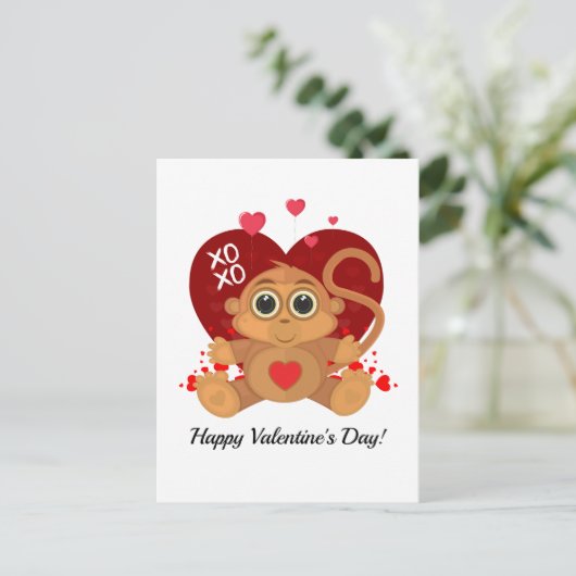 Valentijnsdag Monkey Briefkaart (Staand voorkant)