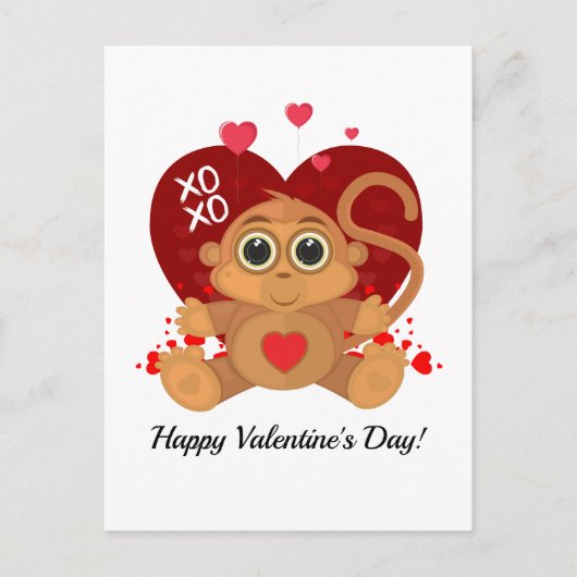 Valentijnsdag Monkey Briefkaart (Voorkant)