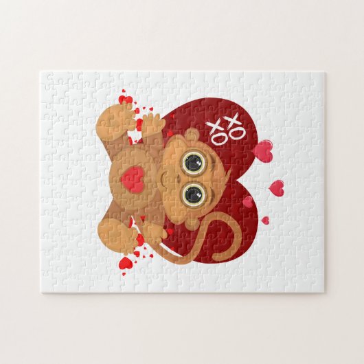 Valentijnsdag Monkey Legpuzzel (Horizontaal)