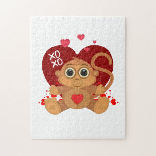 Valentijnsdag Monkey Legpuzzel