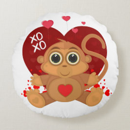 Valentijnsdag Monkey Rond Kussen