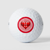 Valentijnsdag monogram rood hart golfballen (Voorkant)