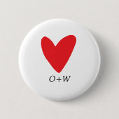 Valentijnsdag monogrammatisch rood hart ronde button 5,7 cm (Voorkant)