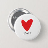 Valentijnsdag monogrammatisch rood hart ronde button 5,7 cm (Voorkant /achterkant)