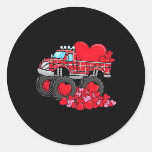 Valentijnsdag monstertruck met hartjes Plaid Bo Ronde Sticker