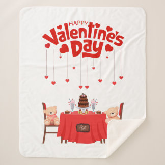 Valentijnsdag Mooie Chocolade Hartjes Teddyberen Sherpa Deken
