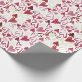 Valentijnsdag Mooie Doodled Red Hearts Cadeaupapier (Hoek)