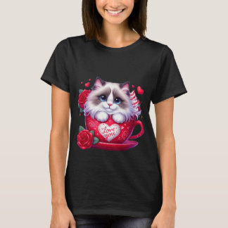 Valentijnsdag Mooie Lapjeskat Mok Kunst ✨🐱☕ T-shirt