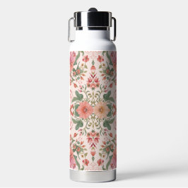 Valentijnsdag, Mooie Roze Bloemen Patroon  Waterfles