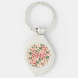 Valentijnsdag, Mooie Roze Rozen Bloemen Sleutelhanger