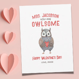 Valentijnsdag Mooie Uil Leraar Valentijnsgeschenk Feestdagenkaart