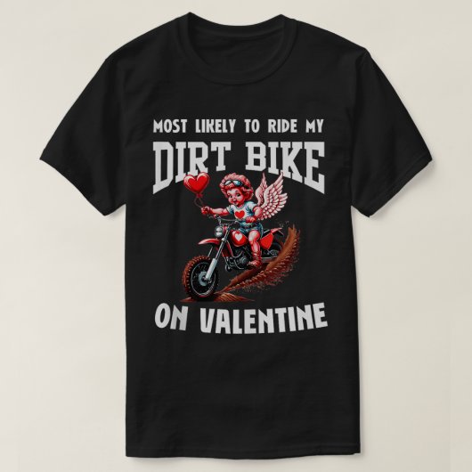 Valentijnsdag Motorcross liefhebbers Funny Cupid B T-shirt (Design voorkant)