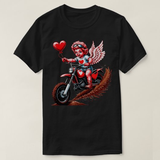 Valentijnsdag Motorcross liefhebbers Funny Cupid B T-shirt (Design voorkant)