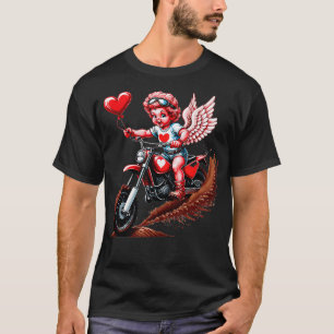 Valentijnsdag Motorcross liefhebbers Funny Cupid B T-shirt