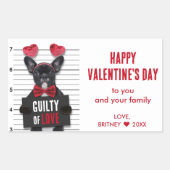Valentijnsdag Mugshot Guilty Love Dog Funny Rechthoekige Sticker (Voorkant)