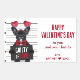 Valentijnsdag Mugshot Guilty Love Dog Funny Rechthoekige Sticker