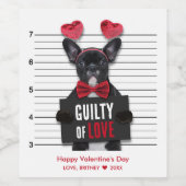 Valentijnsdag Mugshot Guilty Love Dog Funny Wijn Etiket (Enkel label)