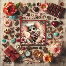 Valentijnsdag Muisbloemenboeket Christelijk Feestdagenkaart